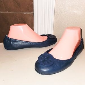 TORY BURCH Minnie Navy Travel Ballet Flats Loafers